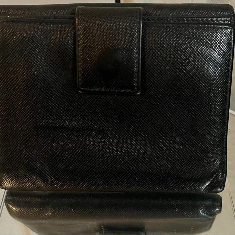 Prada Black Saffiano Leather Wallet with Triangular Logo